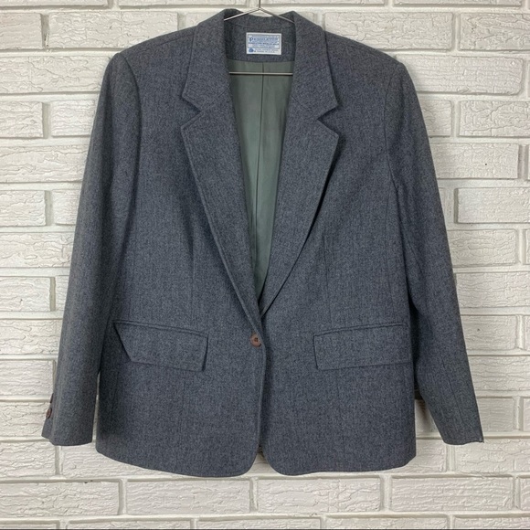 Vintage Pendleton 100% Virgin Wool Jacket Blazer Gray Size 36 - Picture 1 of 11